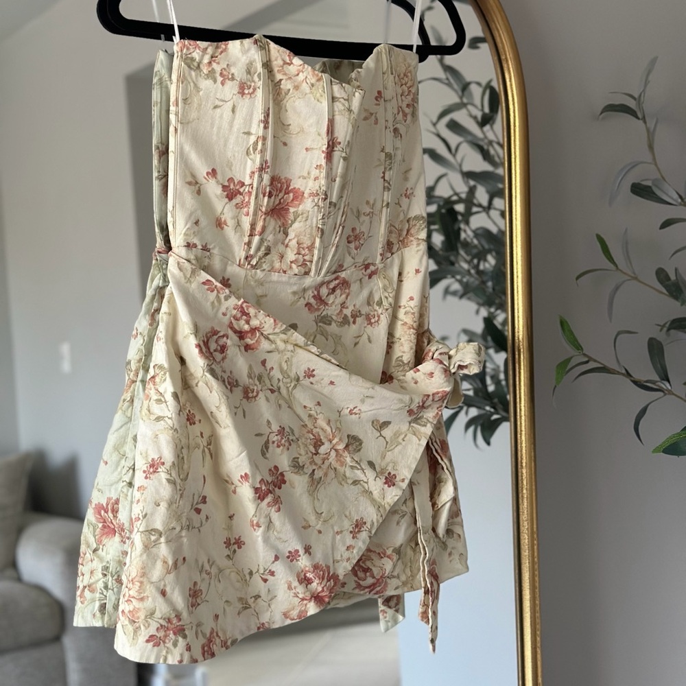 V CHAPMAN Nasturtium Floral Bustier Dress
